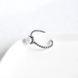 925 Silver Pearl Twist Ring Women Wedding Party Jewelry Adjustable