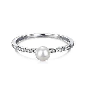 925 Silver Pearl Zircon Ring for Women Jewelry Fine Accessories