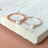 925 Silver Pearl Zircon Ring for Women Jewelry Fine Accessories