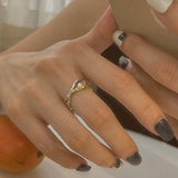 Two-tone Cross Pearl Ring for Women - Open Wedding Ring