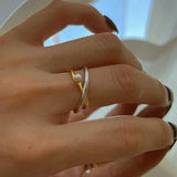 Two-tone Cross Pearl Ring for Women - Open Wedding Ring