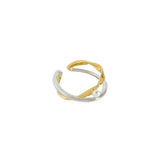 Two-tone Cross Pearl Ring for Women - Open Wedding Ring