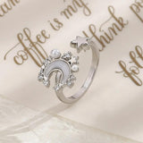 925 Silver Pearl Shell Star Moon Ring Women Party Jewelry