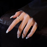 Geometric U-Shaped Chain Pearl Ring Femininity Hand Jewelry
