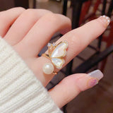 Unique Fritillaria Butterfly Pearl Opening Ring