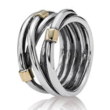 925 Silver Ring Heart Snowflake Knots Pearl Ring