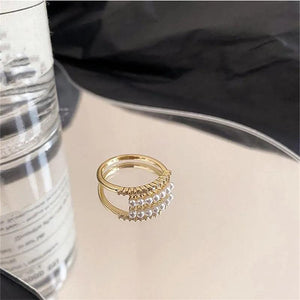 Retro Pearl Zircon 925 Silver Ring For Women Girls