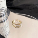 Retro Pearl Zircon 925 Silver Ring For Women Girls