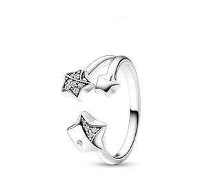 925 Sterling Silver Five-Star Pearl Pan Ring Jewelry for Women