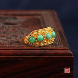 Vintage Court Pearl Jade Ring Opening Adjustable Minimalist Gift