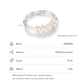 925 Silver Baroque Pearl Adjustable Ring Stackable Finger Ring