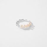 925 Silver Baroque Pearl Adjustable Ring Stackable Finger Ring