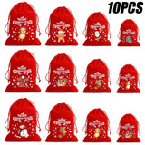 Christmas Drawstring Velvet Bags Red Candy Biscuits Pouch Boutique Jewelry Packa