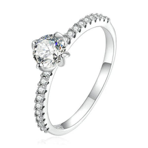925 Silver Zircon Heart Ring for Women Wedding Anniversary