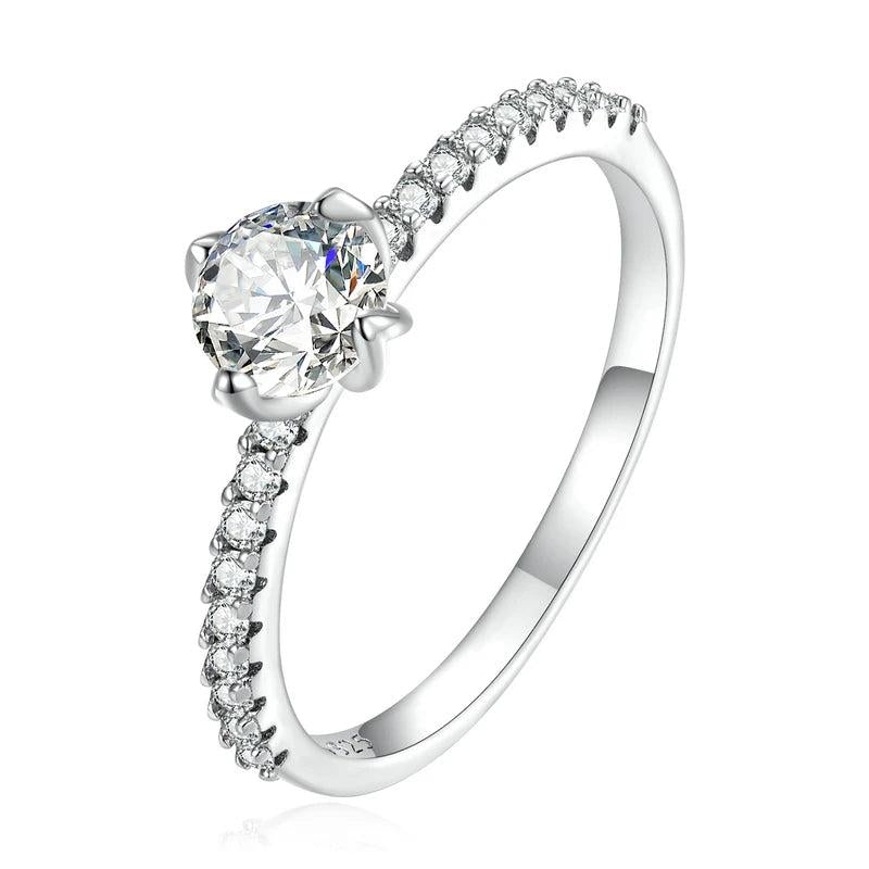 925 Silver Zircon Heart Ring for Women Wedding Anniversary