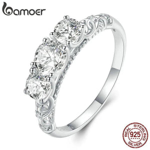 925 Silver Zircon Heart Ring for Women Wedding Anniversary