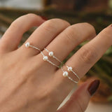 Natural Freshwater Pearl Ring 925 Sterling Silver Women Jewelry