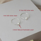 Natural Freshwater Pearl Ring 925 Sterling Silver Women Jewelry