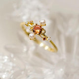 925 Silver Zircon Pearl Cross Ring Women Jewelry