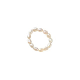 Real 925 Silver Irregular Pearl Elastic Ring Women Jewelry