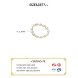 Real 925 Silver Irregular Pearl Elastic Ring Women Jewelry