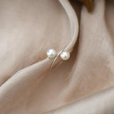 925 Silver Freshwater Double Pearl Ring for Women