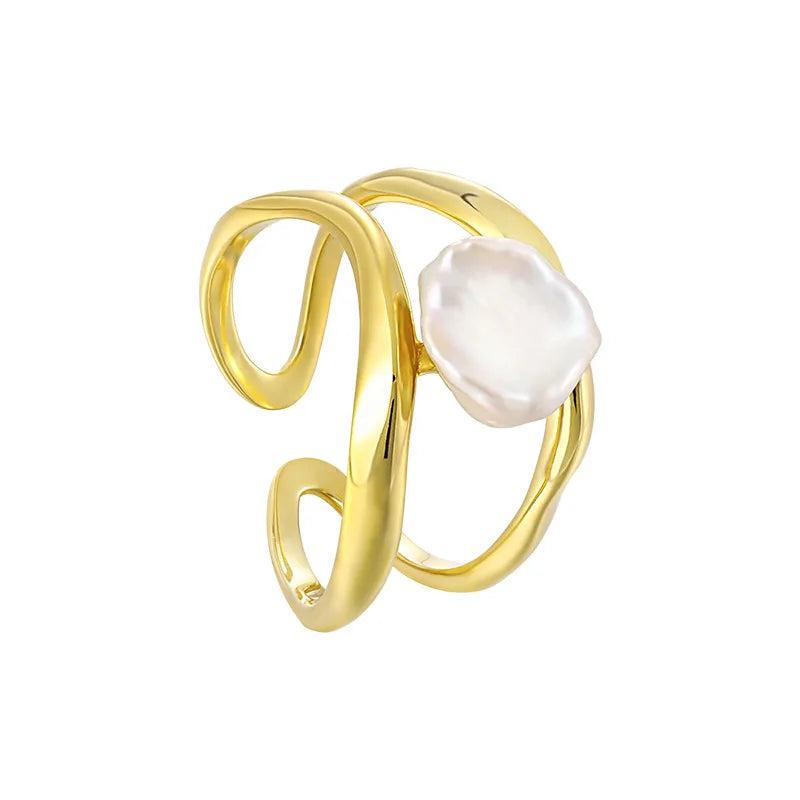 925 Silver Baroque Pearls Adjustable Ring Fine Jewelry