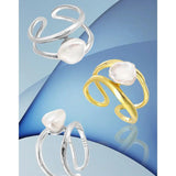 925 Silver Baroque Pearls Adjustable Ring Fine Jewelry