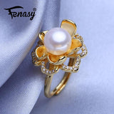 Adjustable Silver Freshwater Pearl Ring for Women