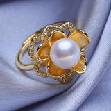 Adjustable Silver Freshwater Pearl Ring for Women