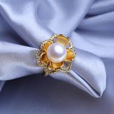 Adjustable Silver Freshwater Pearl Ring for Women