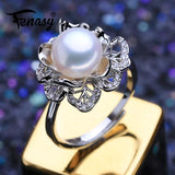 Adjustable Silver Freshwater Pearl Ring for Women
