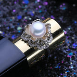 Adjustable Silver Freshwater Pearl Ring for Women
