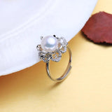 Adjustable Silver Freshwater Pearl Ring for Women