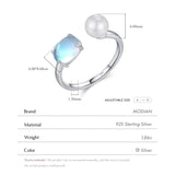 Moonstone Crystal Pearls Adjustable Rings for Women