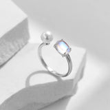 Moonstone Crystal Pearls Adjustable Rings for Women