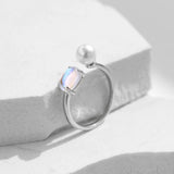 Moonstone Crystal Pearls Adjustable Rings for Women