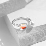 Moonstone Crystal Pearls Adjustable Rings for Women