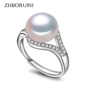 Freshwater Pearl Ring 925 Sterling Silver Zircon Wedding Gift