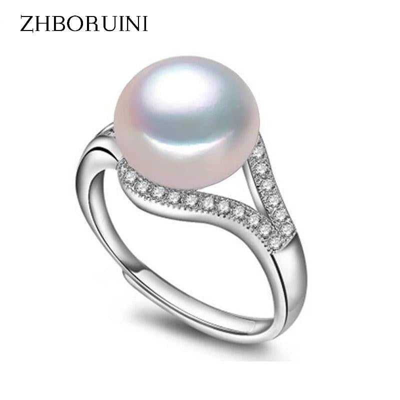 Freshwater Pearl Ring 925 Sterling Silver Zircon Wedding Gift