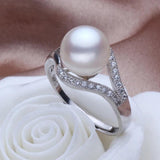 Freshwater Pearl Ring 925 Sterling Silver Zircon Wedding Gift