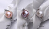 Freshwater Pearl Ring 925 Sterling Silver Zircon Wedding Gift