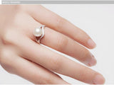 Freshwater Pearl Ring 925 Sterling Silver Zircon Wedding Gift
