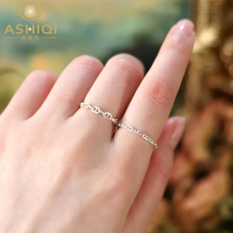 925 Sterling Silver Chain Rings for Women Party Jewelry
