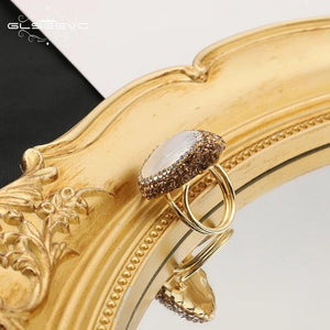 Baroque Pearl Ring with Rhinestones for Women
