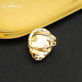 Baroque Pearl Ring with Rhinestones for Women