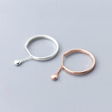 925 Sterling Silver Bead Chain Adjustable Ring Women Punk Jewelry