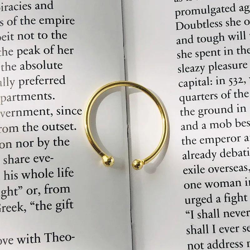925 Silver Double Bead Opening Finger Ring for Women