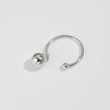925 Silver Ball Beads Resizable Ring Linear Open Adjustable Ring
