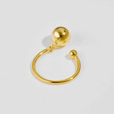 925 Silver Ball Beads Resizable Ring Linear Open Adjustable Ring